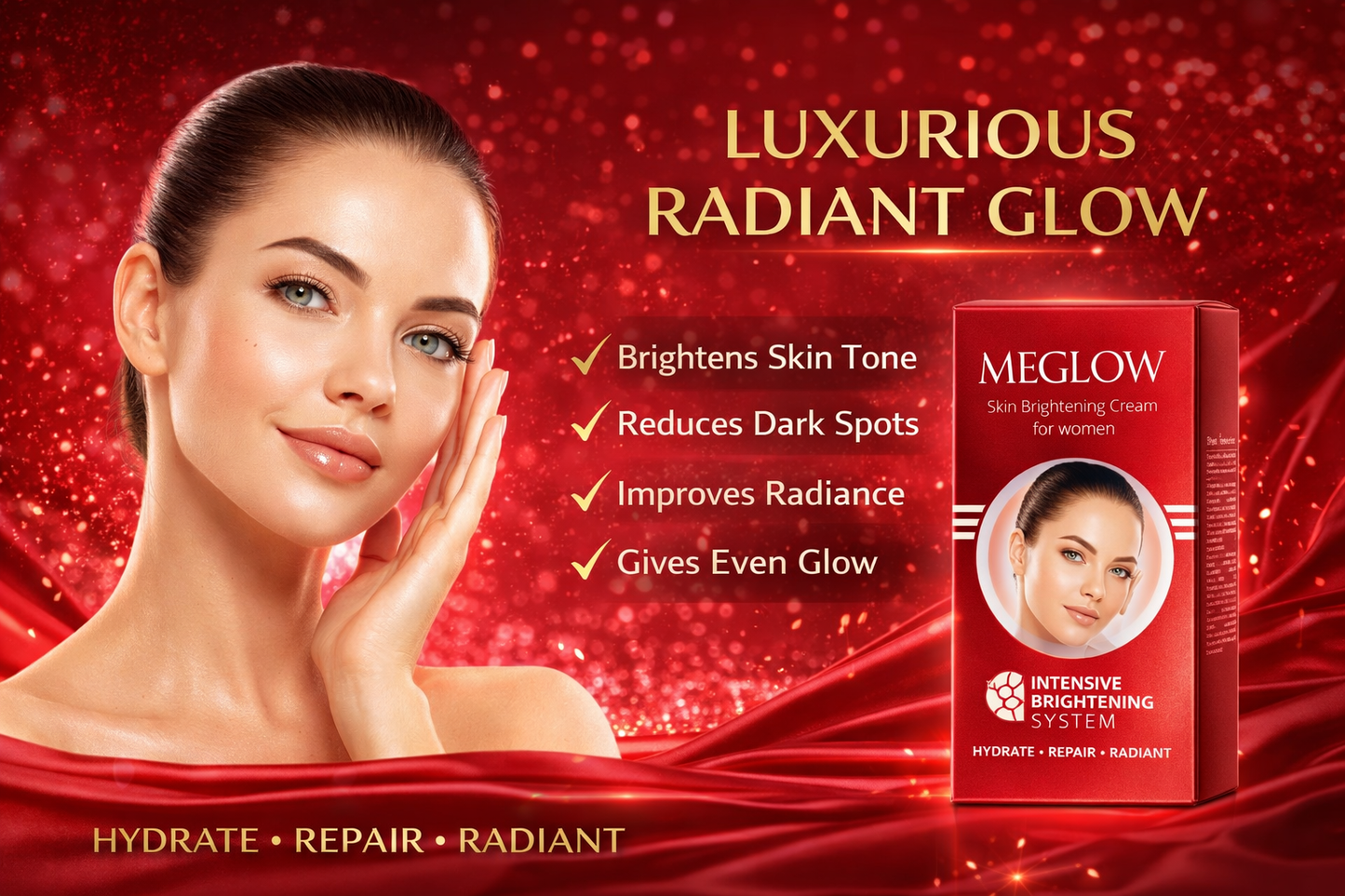 MEGLOW Skin Brightening Cream for Women | Face Glow Cream with Intensive Brightening System | Hydrating, Dark Spot Care & Radiance Boost Moisturizer