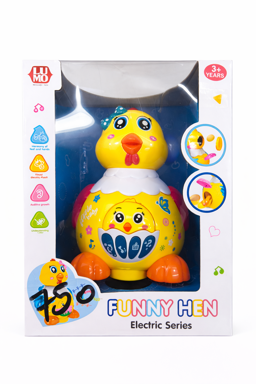 Funny Hen Electric Toy for Kids, Musical Dancing Chicken with Lights, Bump and Go Action, Interactive Buttons and Sound Effects for Ages 3+