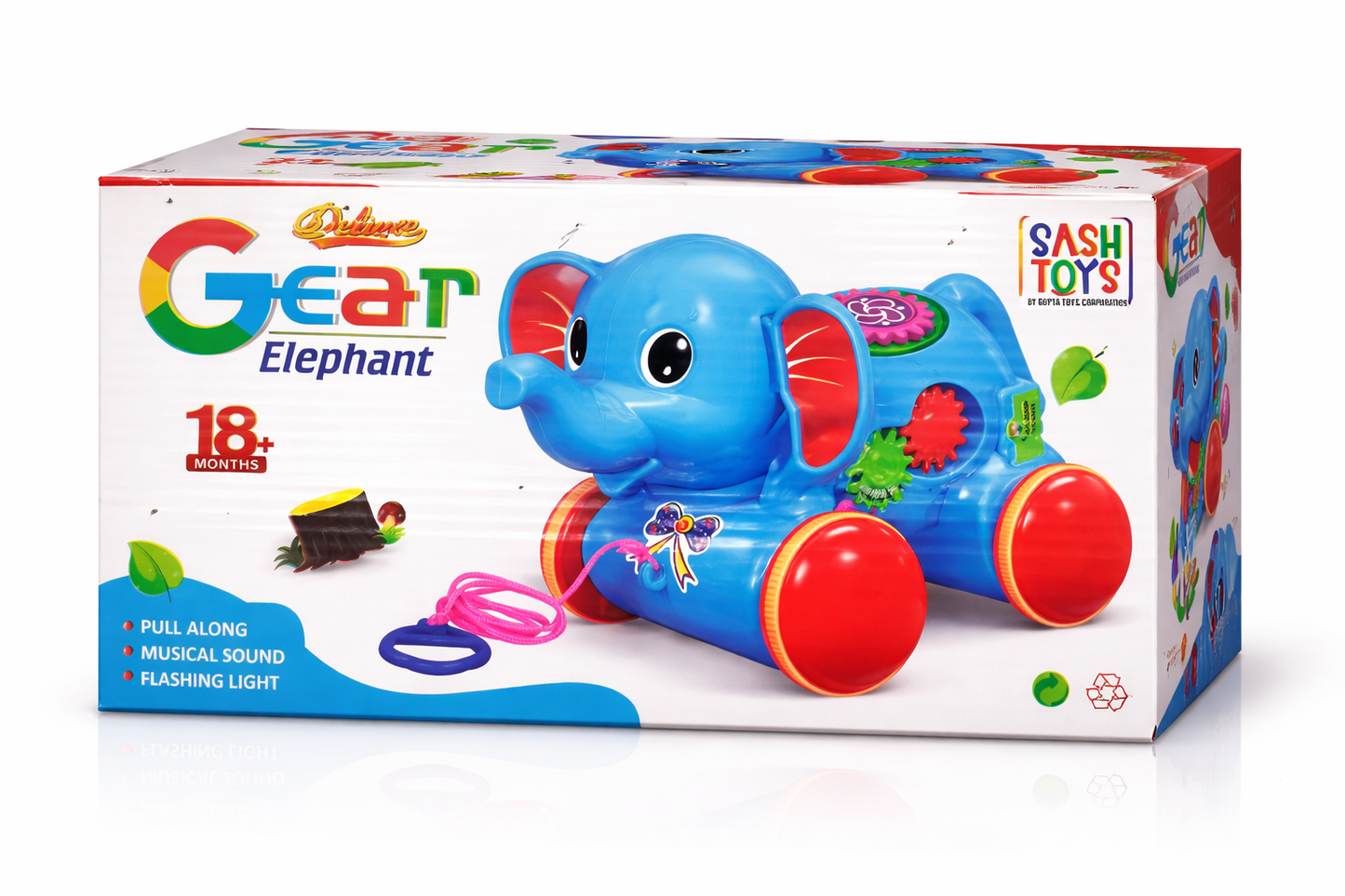 Gear Elephant Toy for Toddlers – Musical Light-Up Elephant with Spinning Gears, Pull Along Toy with LED Lights & Sound – Educational Baby Toy (18+ Months)