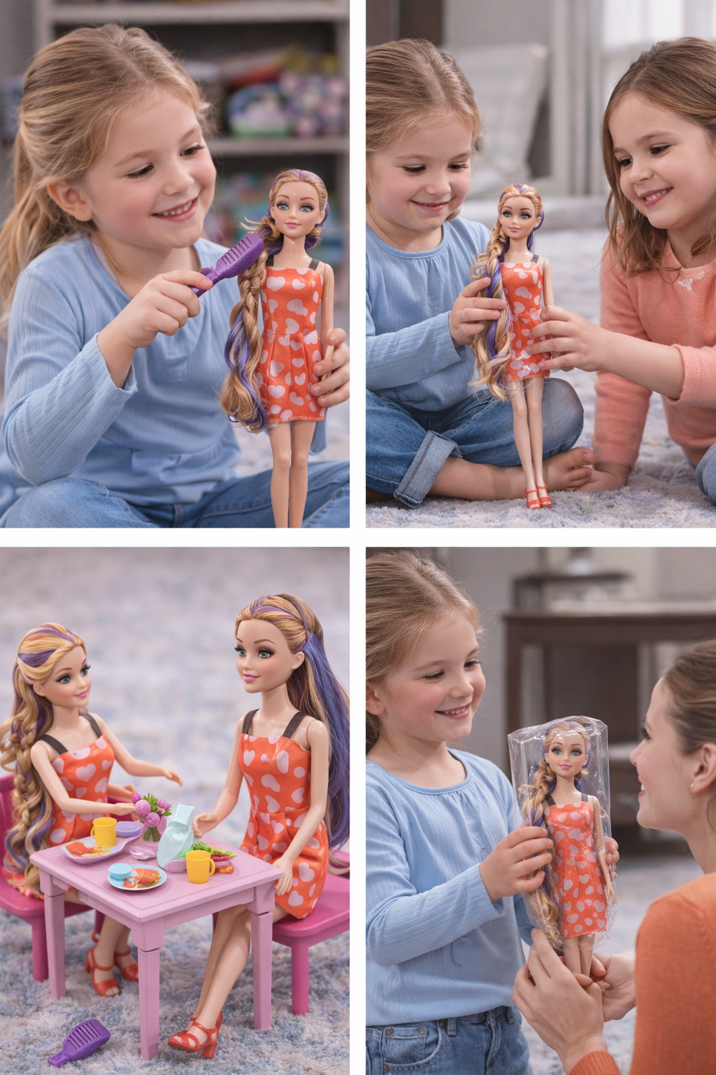 Fashion Doll for Girls 3+ Years, 11.5 Inch Stylish Doll with Long Hair, Poseable Body, Cute Dress, Role Play Toy, Gift for Kids