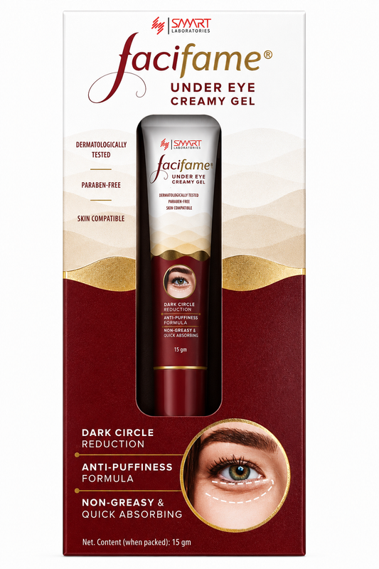 Facifame Under Eye Creamy Gel – Dark Circle & Puffiness Care, Hydrating Under Eye Gel with Hyaluronic Acid, Niacinamide, Aloe Vera & Vitamin E, 15g