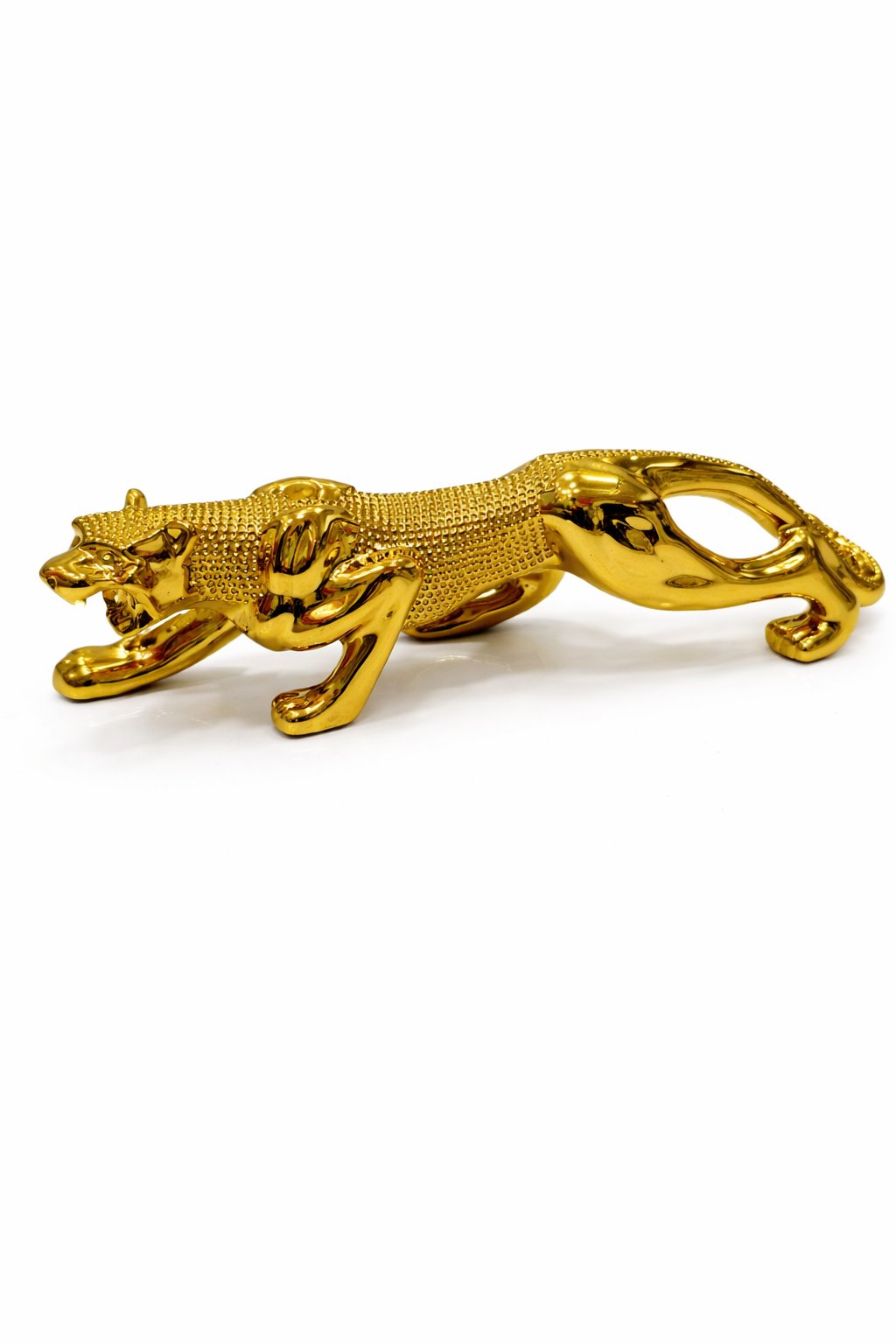 Golden Panther Showpiece Statue | Premium Glossy Gold Leopard Figurine