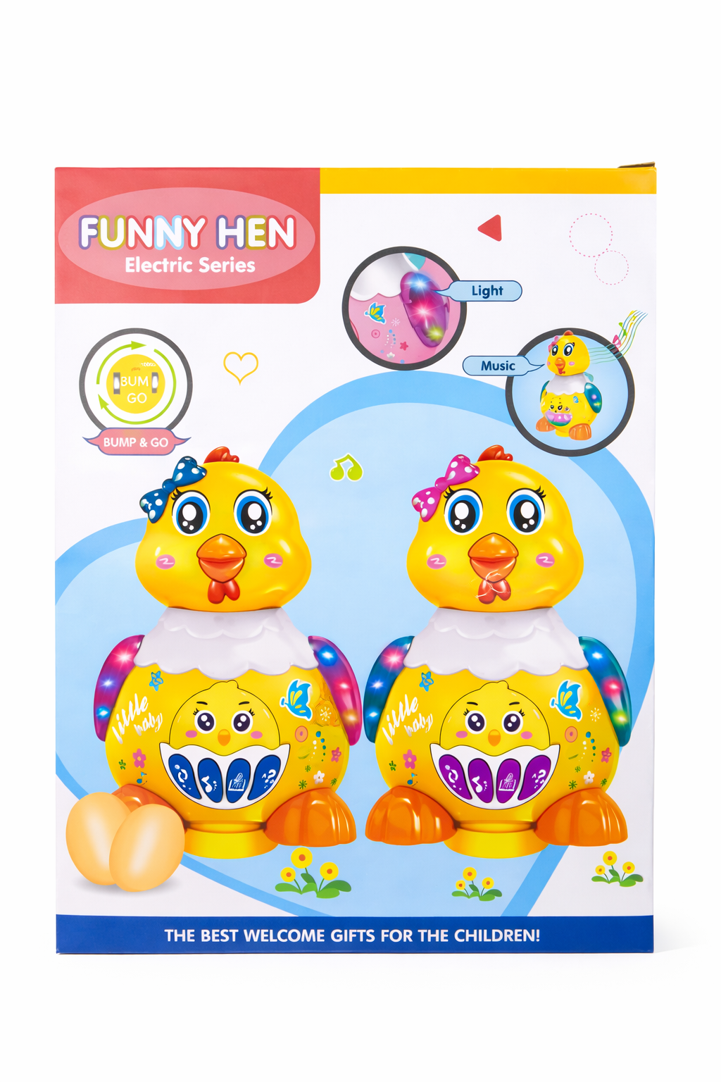 Funny Hen Electric Toy for Kids, Musical Dancing Chicken with Lights, Bump and Go Action, Interactive Buttons and Sound Effects for Ages 3+
