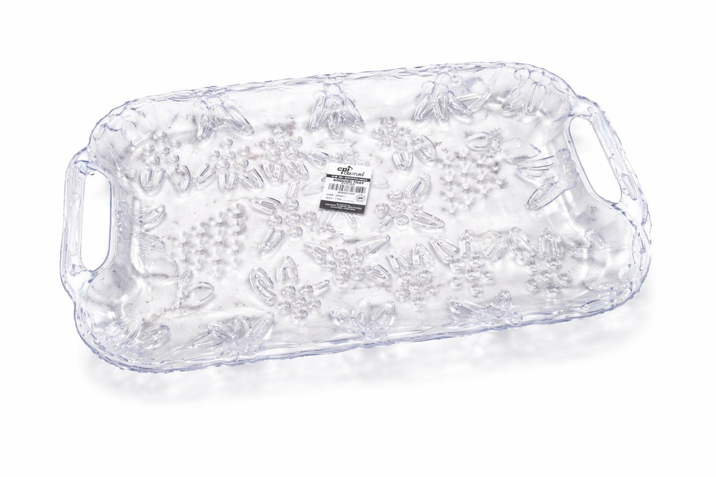 Plastic Serving Tray 15 x 10 Inches | Transparent Durable Tray with Handles | Lightweight & Easy to Clean