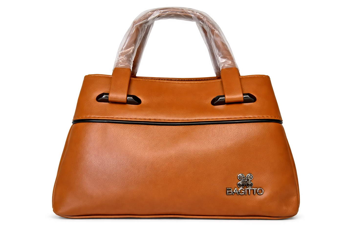 BAGITTO Women's Brown Handbag, Premium PU Leather Tote Purse with Zipper Pocket and Metal Logo