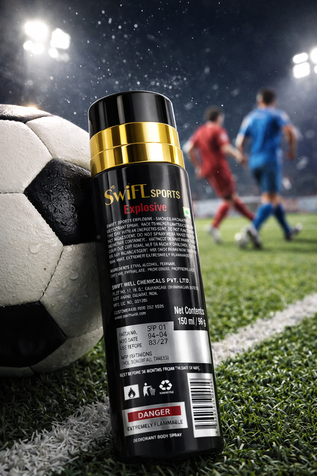 Swift Sports Dynamite Body Deodorant for Men, 200ml | Bold Spicy Fragrance | High-Performance Odour Protection