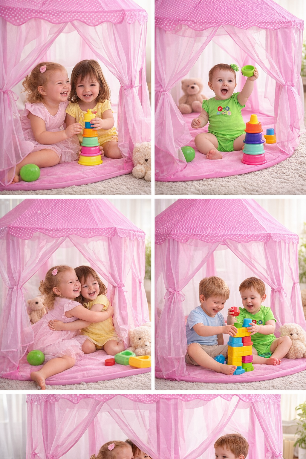 Kids Play Tent Princess House (3+ Years) – Large Indoor Play Tent with Cushioned Mat, Mesh Ventilation, Foldable Playhouse for Girls