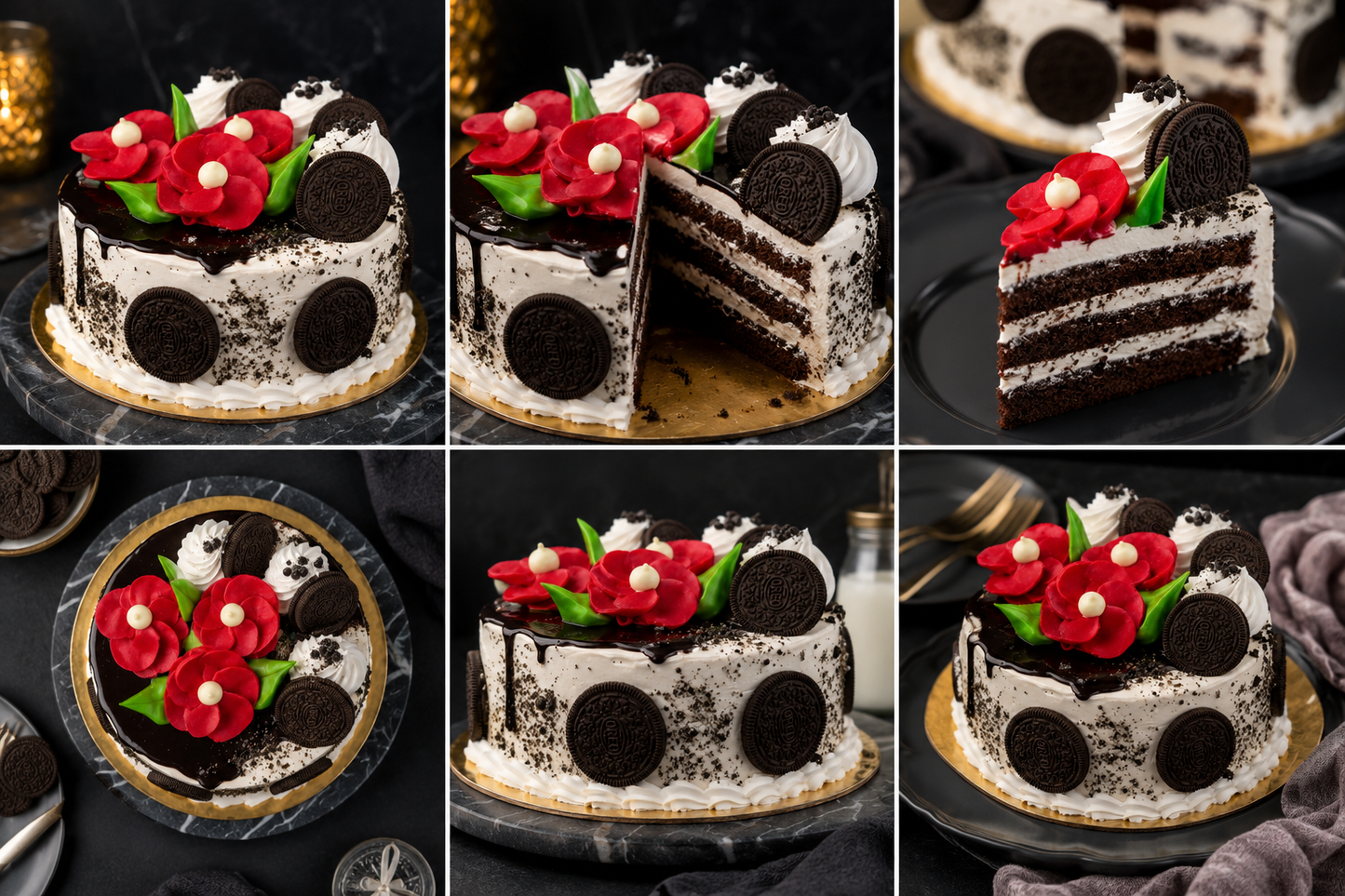 Premium Oreo Chocolate Cake (300 grams)  | Cookies & Cream Chocolate Cake | Designer Oreo Cake with Chocolate Ganache & Floral Decoration | Birthday Cake | Anniversary Cake | Celebration Cake