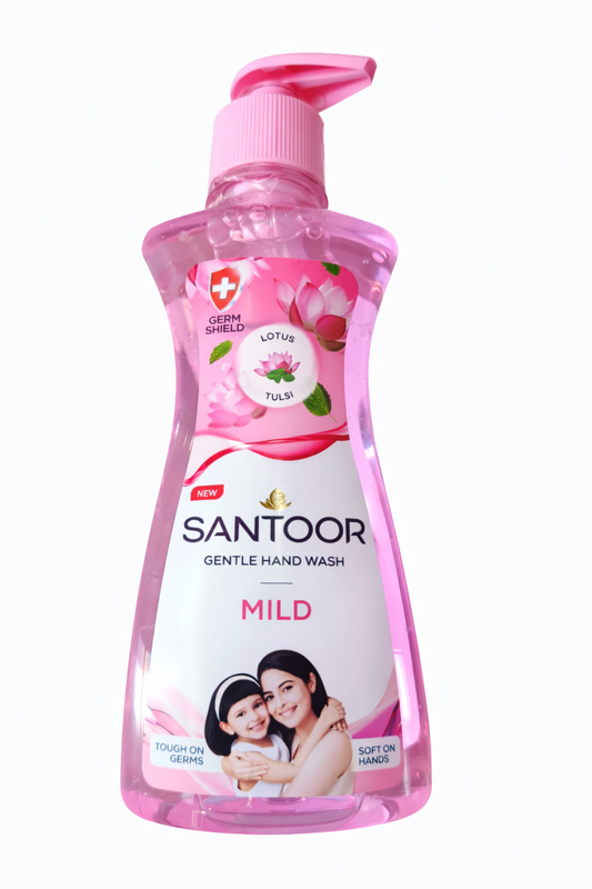 Santoor Gentle Hand Wash 200ml, Lotus & Tulsi Extracts, Germ Protection Liquid Handwash, Moisturising & Mild Fragrance Hand Soap for Soft & Clean Hands
