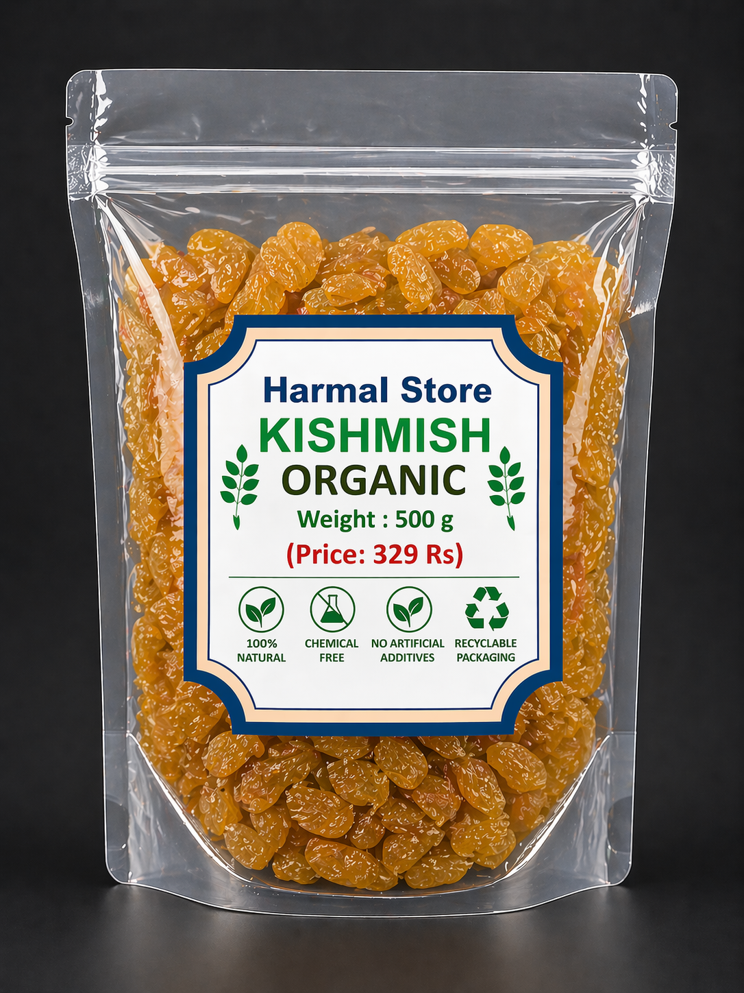 Harmal Store Organic Kishmish | Premium Golden Raisins | Natural Seedless Dry Grapes