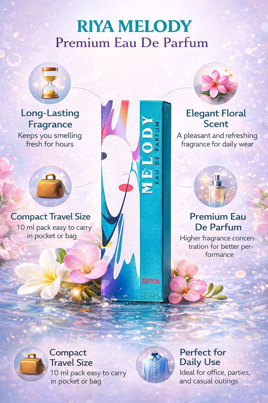 Riya Melody Eau De Parfum 10ml | Long-Lasting Floral Perfume for Women | Premium Fragrance Spray
