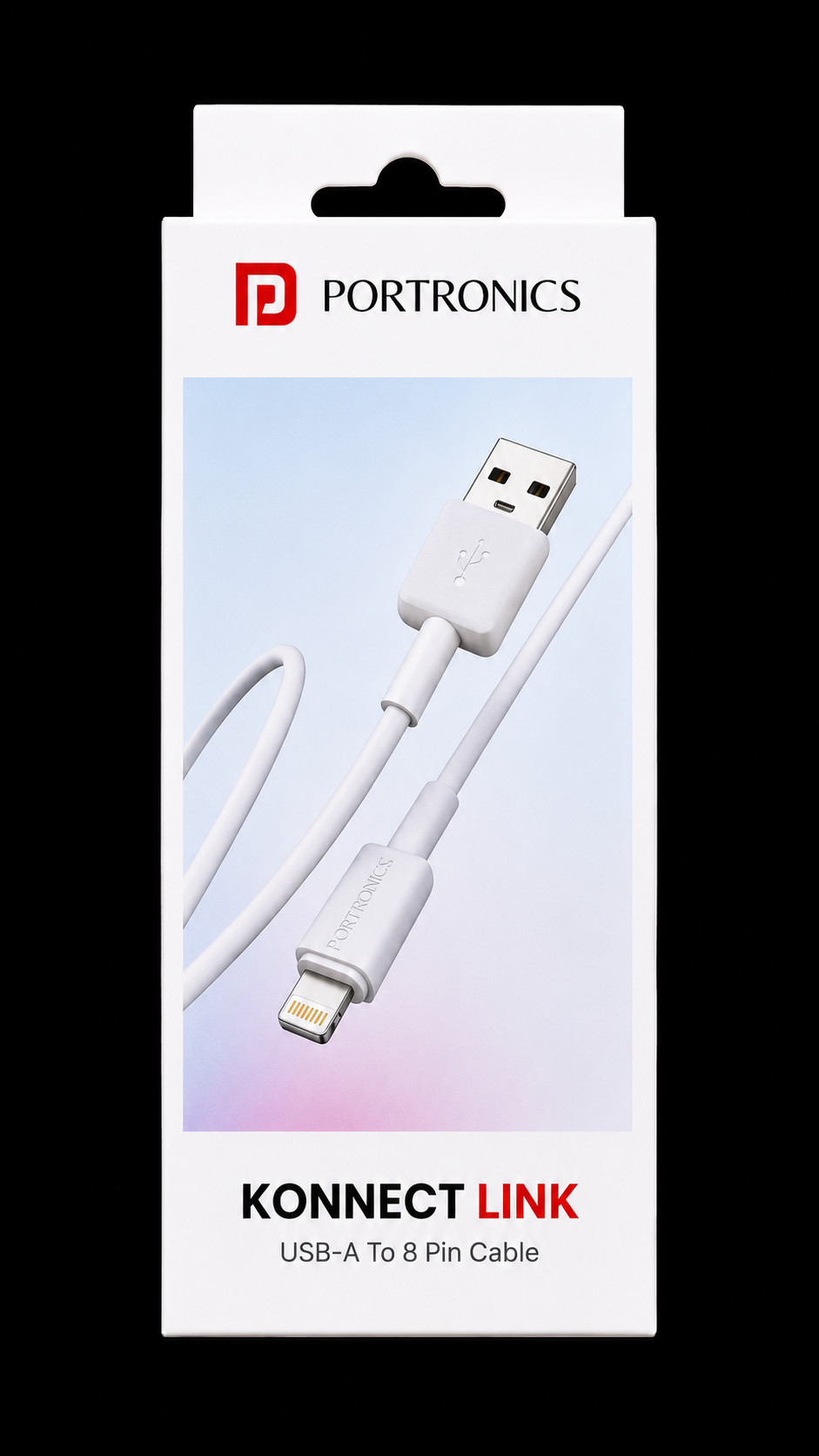Portronics Konnect Link USB-A to 8 Pin Cable, 1 Meter, 2.4A Fast Charging, 480Mbps High-Speed Data Sync, Tangle-Free Durable Cable for iPhone, iPad, AirPods, Power Bank & Compatible 8-Pin Devices, White
