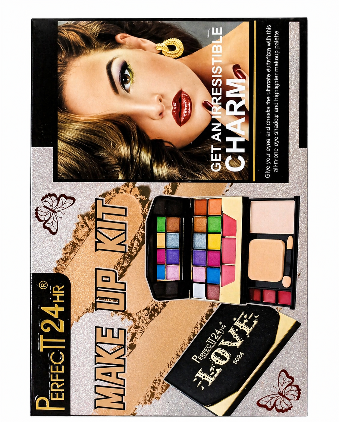 Harmal Store Perfect 24HR All-in-One Makeup Kit (Item No: 5024) – Professional Makeup Palette with 20 Eyeshadows, 5 Blushers, 6 Lip Colors, Compact Powder, and Highlighter