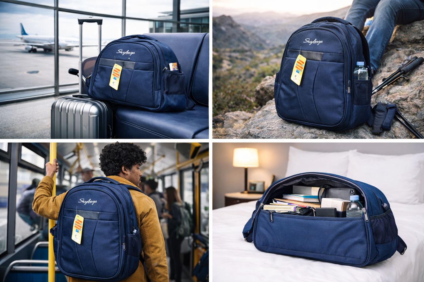 Skybags Daily Backpack, 25L School & Travel Backpack with Spacious Compartments, Premium Polyester Fabric, Adjustable Padded Straps, Bottle Pocket, Navy Blue