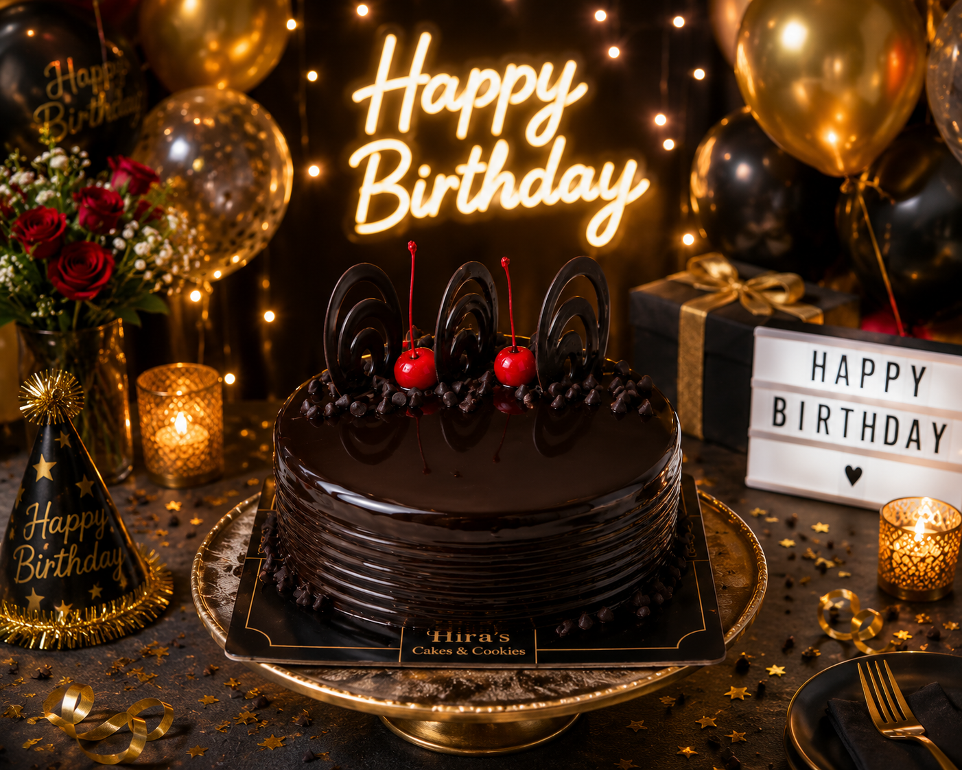 Premium Chocolate Truffle Cake (500 grams) Rich Dark Chocolate Fresh Cream Cake | Designer Chocolate Cake with Cherry Topping | Birthday Cake | Anniversary Cake | Celebration Cake