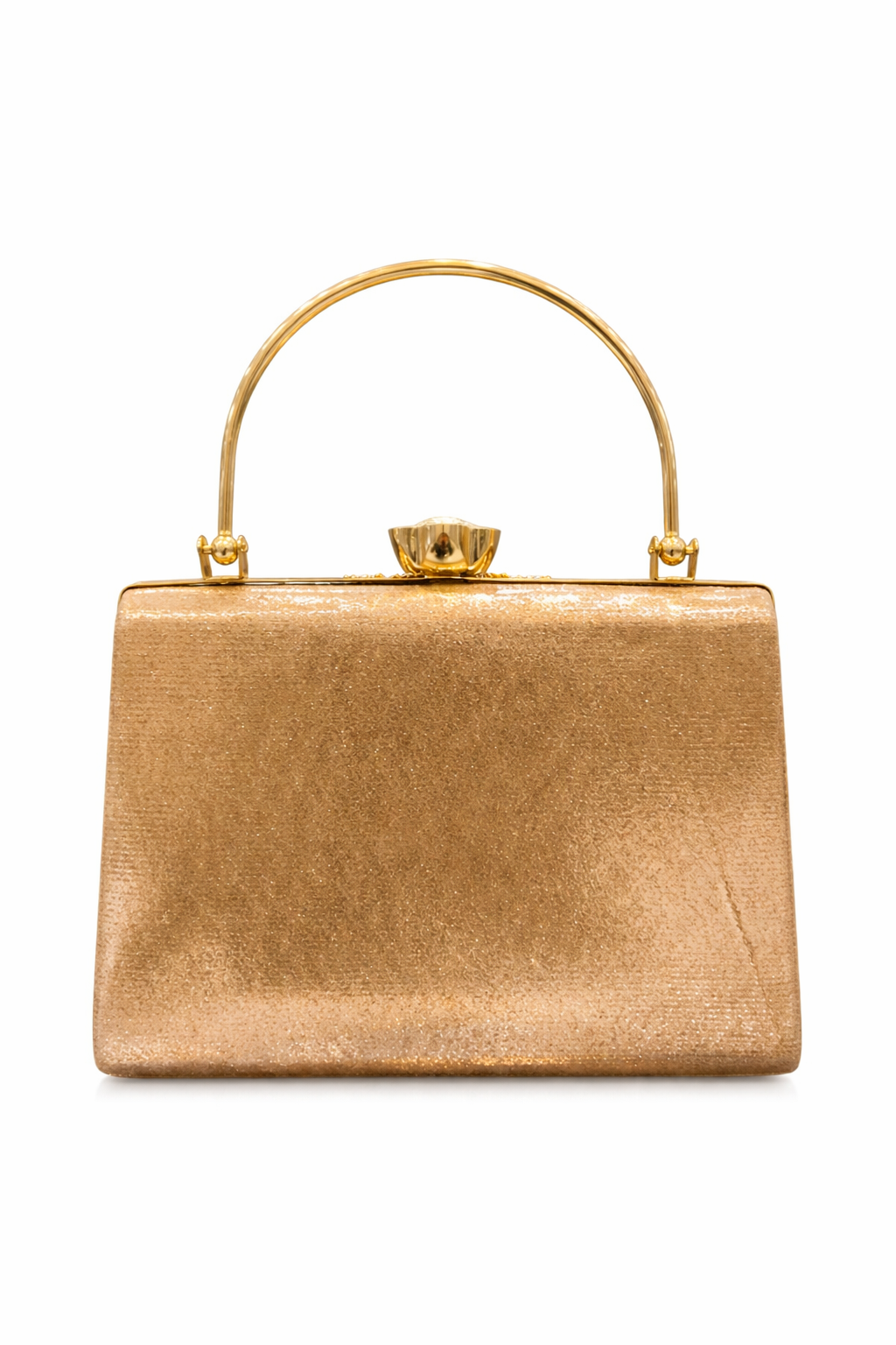 Gold Evening Handbag for Women | Premium Leather Party Clutch with Top Handle