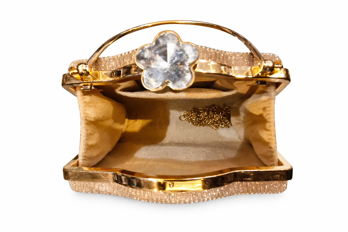 Gold Evening Handbag for Women | Premium Leather Party Clutch with Top Handle