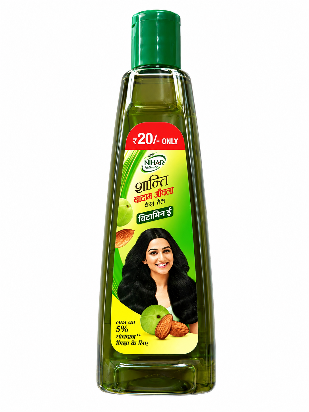 Nihar Naturals Shanti Badam Amla Kesh Tel with Almond, Amla & Vitamin E, Nourishing Hair Oil for Strong, Long & Thick-Looking Hair, Non-Sticky Formula, 70 ml