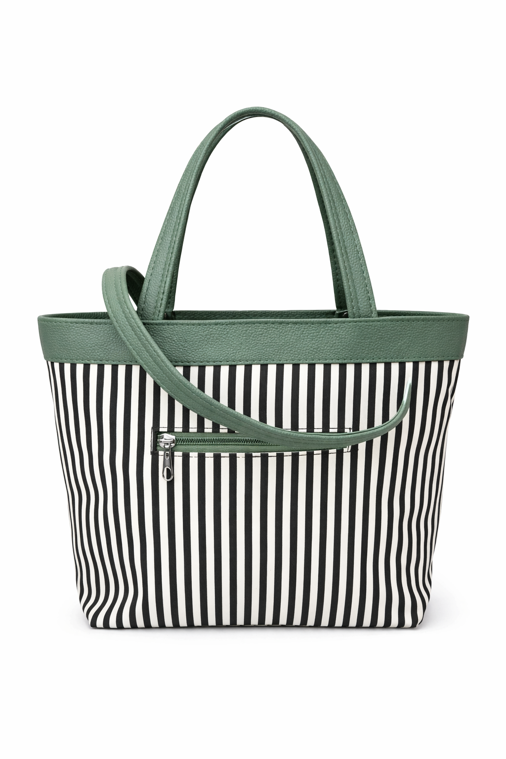 Striped Tote Bag for Women, Faux Leather Shoulder Handbag with Multiple Interior Pockets