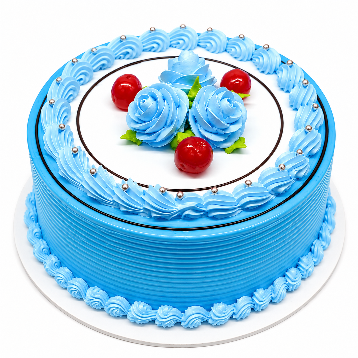 Premium Blue Rose Birthday Cake 1 Kg | Designer Buttercream Celebration Cake | Chocolate Drip Cake | Custom Round Cake for Birthday & Anniversary | Personalized Cake