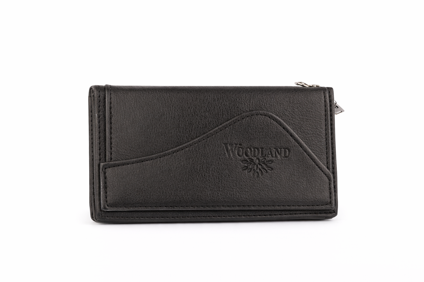 Men's Black PU Leather Wallet with Multiple Card Slots, Zipper Pocket and Embossed Logo
