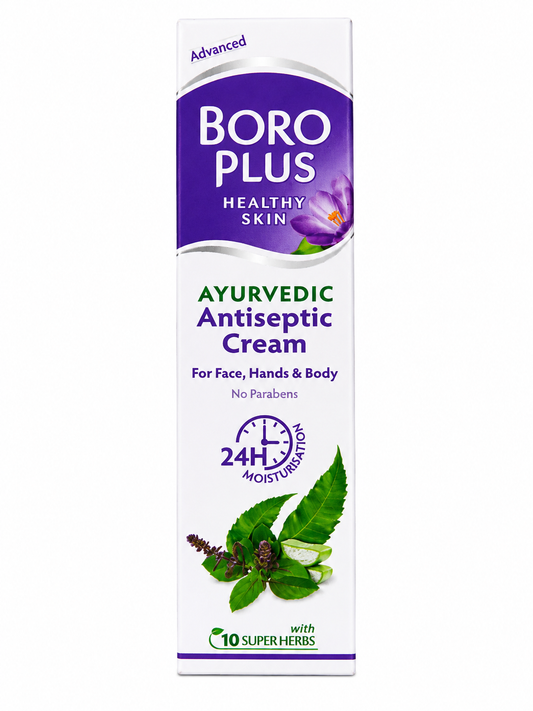 BORO PLUS Advanced Ayurvedic Antiseptic Cream | For Face, Hands & Body | With 10 Super Herbs | 24 Hour Moisturization | Paraben Free | For Dry & Rough Skin