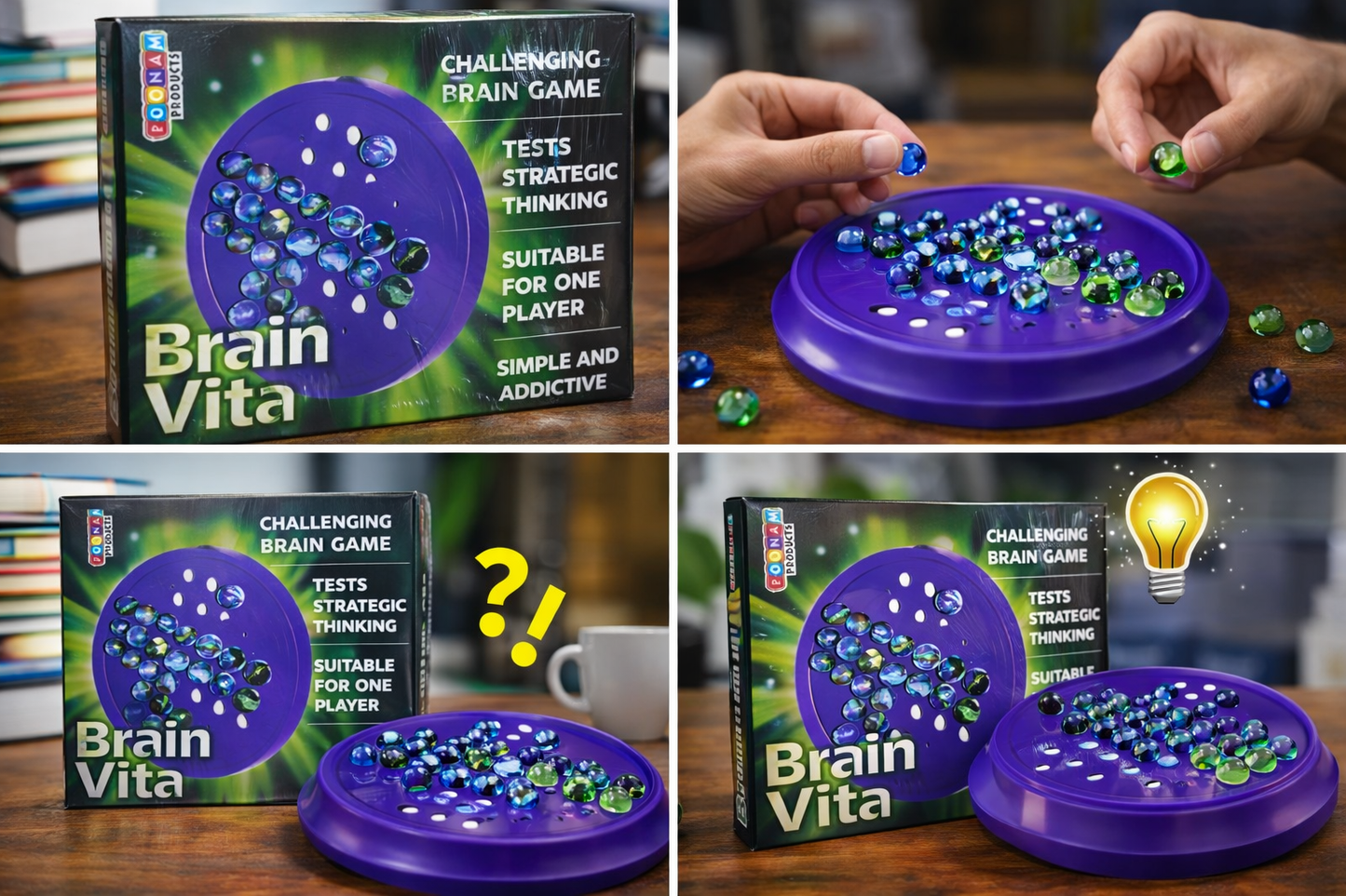 Brain Vita Game (Peg Solitaire) | Single Player Brain Teaser Board Game | Mind Puzzle Strategy Game for Kids & Adults