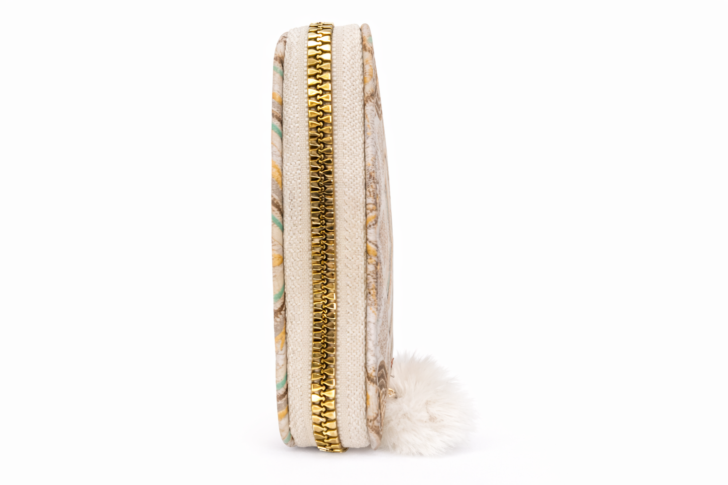 Women's Multicolor Zip Around Wallet, Fabric and Synthetic Leather Clutch Purse with Multiple Compartments