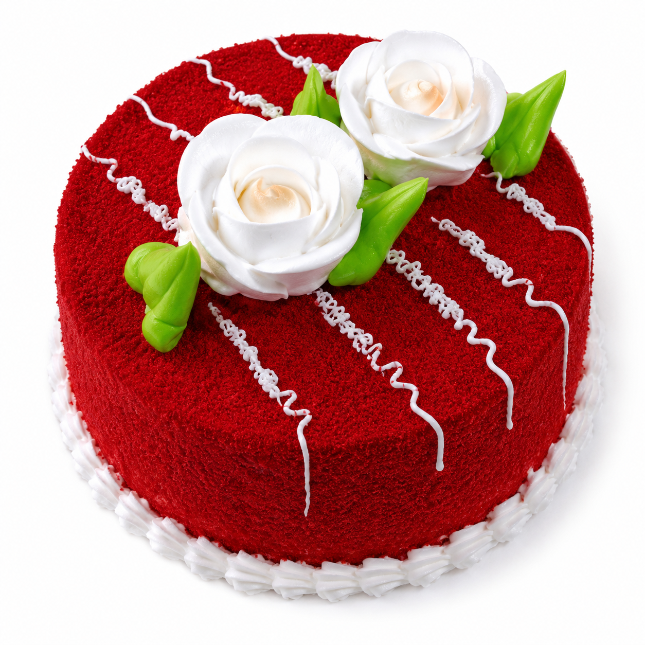Red Velvet Cake with White Rose Topping (300 grams) | Premium Fresh Cream Red Velvet Cake | Birthday Cake | Anniversary Cake | Celebration Cake