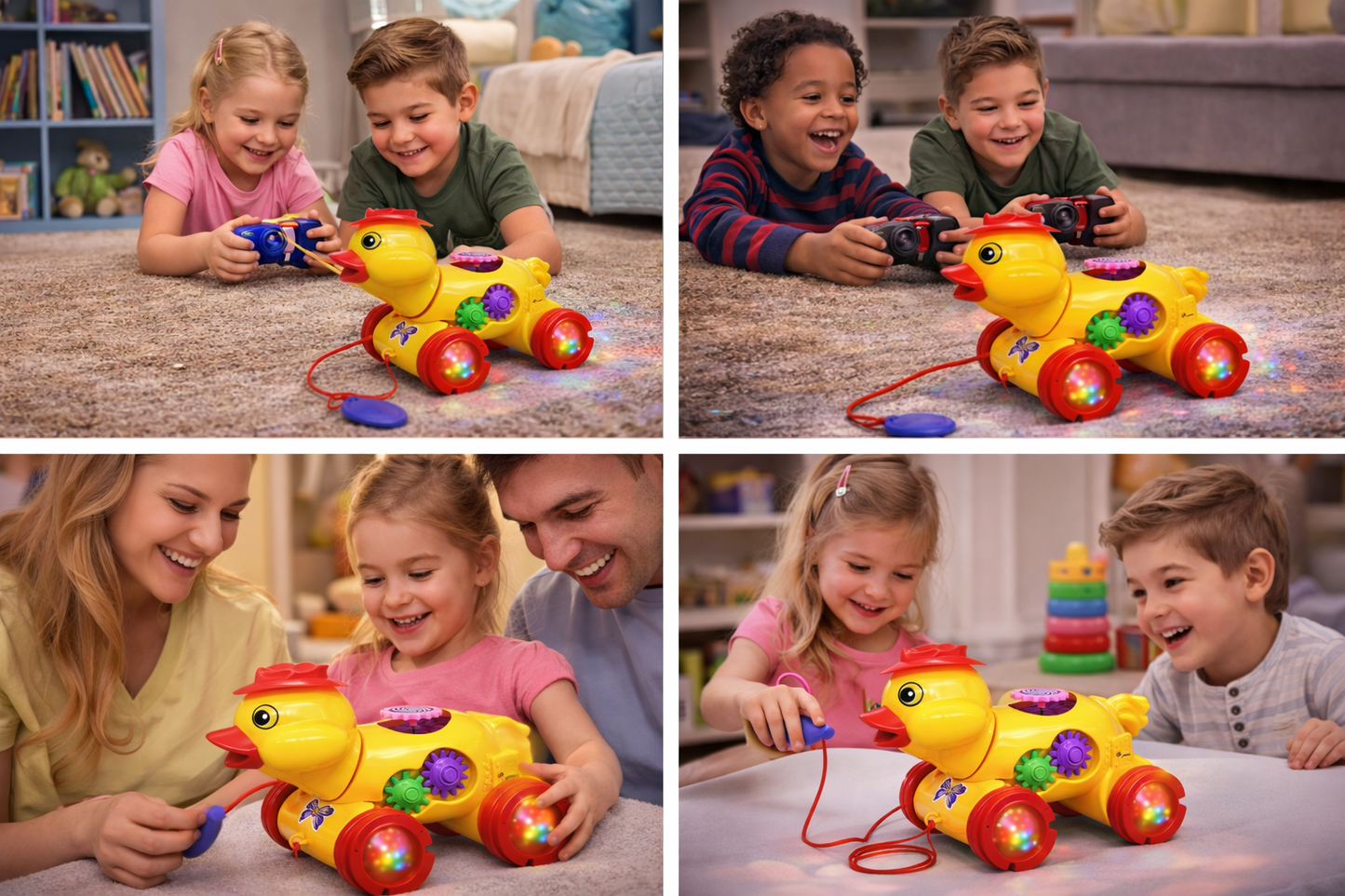 Gear Duck Toy for Toddlers – Musical Light-Up Duck with Spinning Gears, Pull String Action & Flashing LED Wheels – Educational Baby Toy (18+ Months)