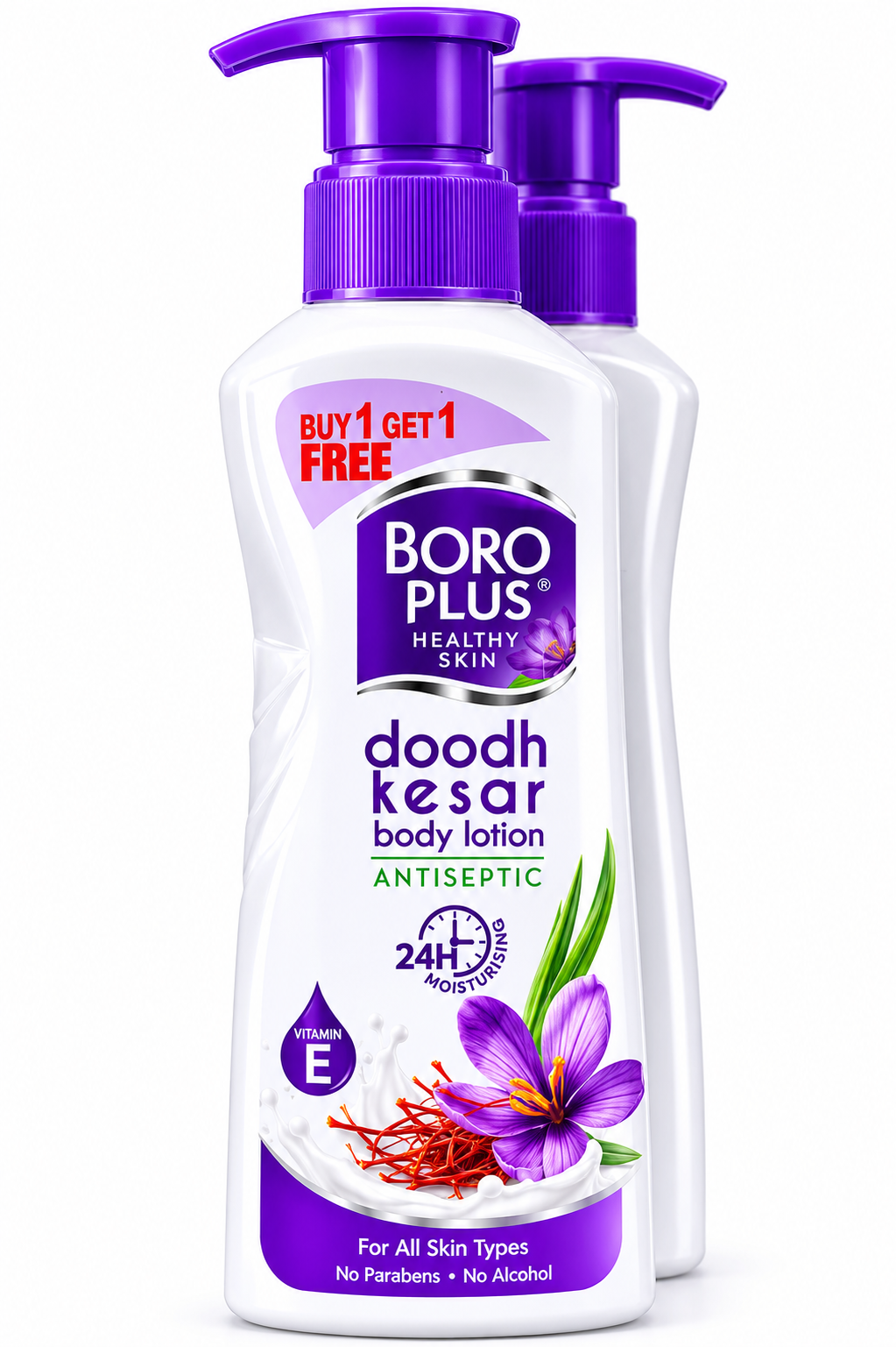 BoroPlus Doodh Kesar Body Lotion with Milk Proteins, Saffron & Vitamin E – Deep Moisturizing Body Lotion for Soft, Smooth & Nourished Skin, 24-Hour Hydration, 300ml