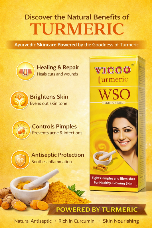 Vicco Turmeric WSO Skin Cream | Ayurvedic Anti Acne Cream for Pimples, Dark Spots, Blemishes & Glowing Skin