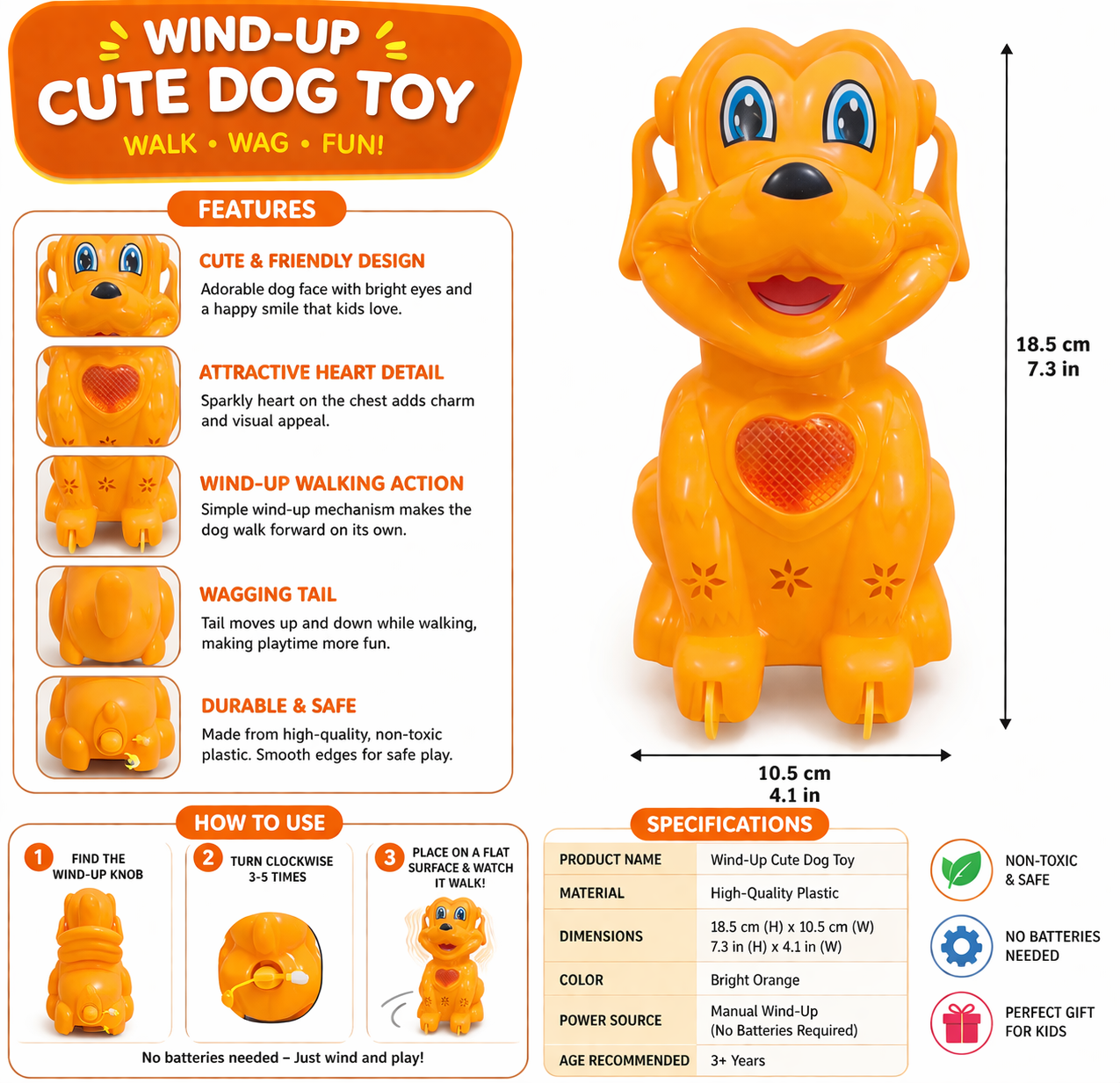 Cute Dog Toy for Kids with LED Light & Music, Battery Operated Moving Puppy Toy with Wheels, Interactive Musical Toy for Toddlers Boys & Girls (3+ Years)