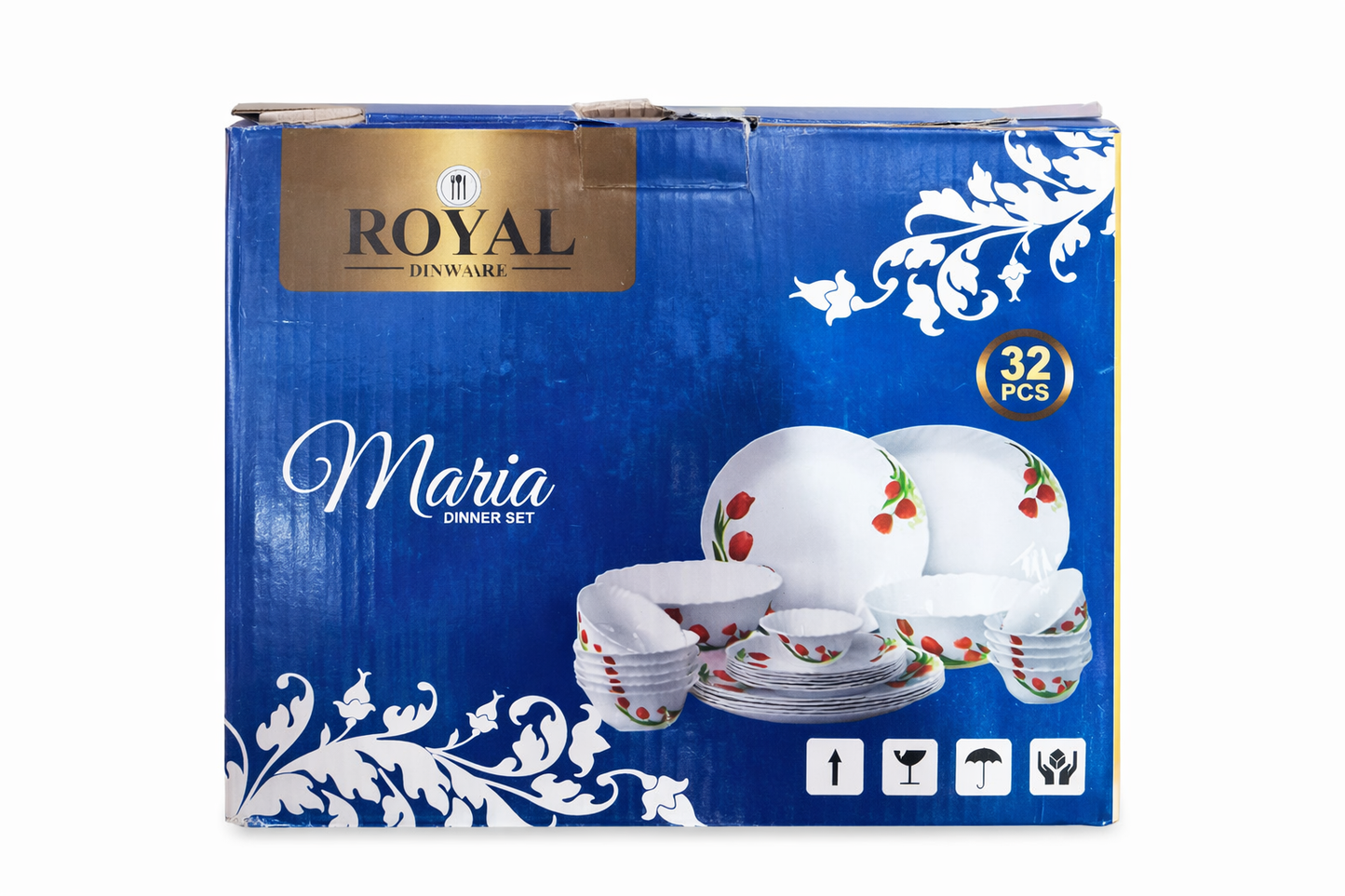32-Piece Opal Dinner Set for 6 | Full Plates, Half Plates, Veg Bowls, Rice Plates, Donga with Lid & Serving Spoon
