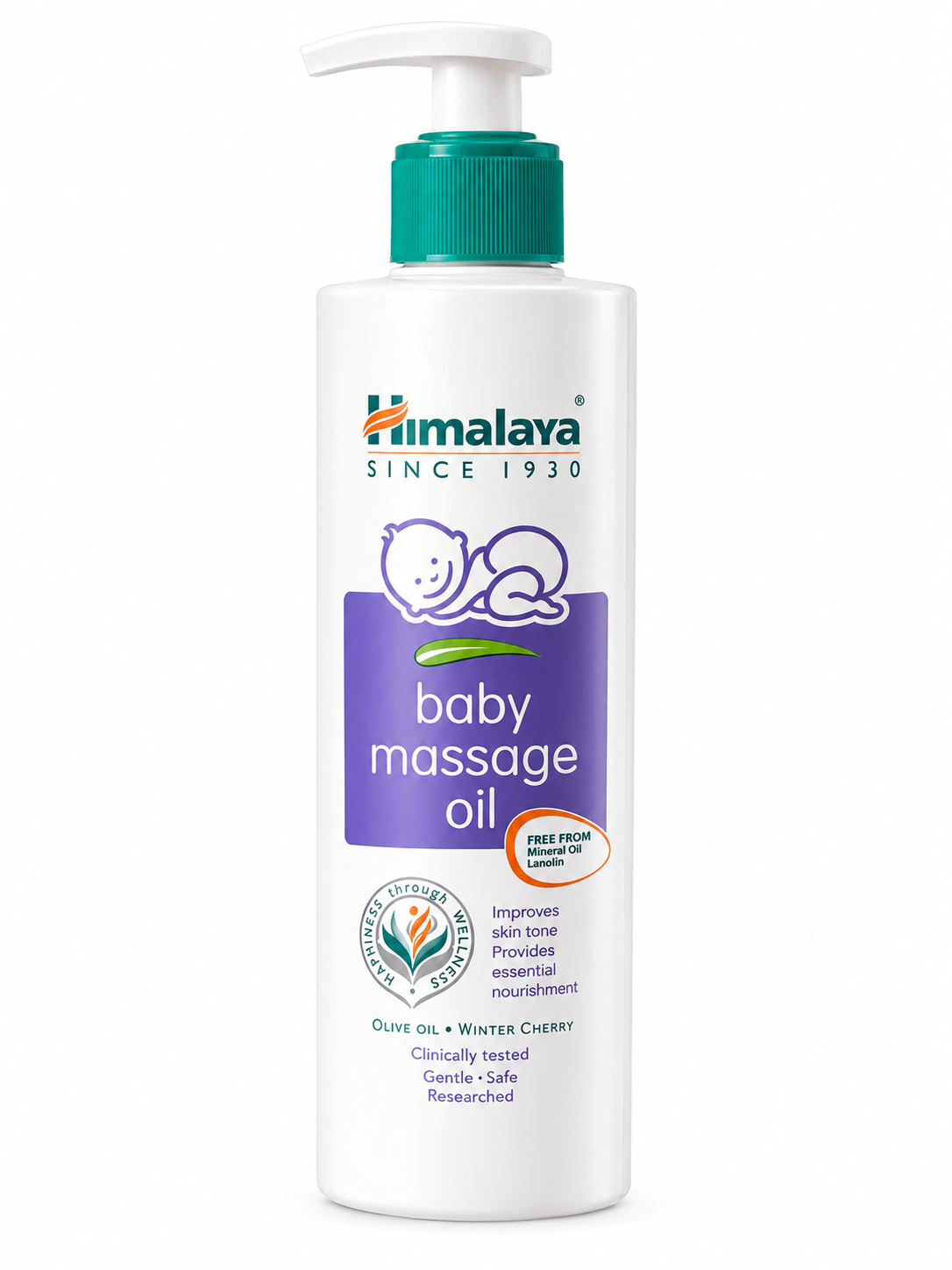 Himalaya Baby Massage Oil with Olive Oil & Winter Cherry, Nourishes & Moisturizes Baby Skin, Gentle Daily Massage Oil, Mineral Oil & Lanolin Free, 500 ml