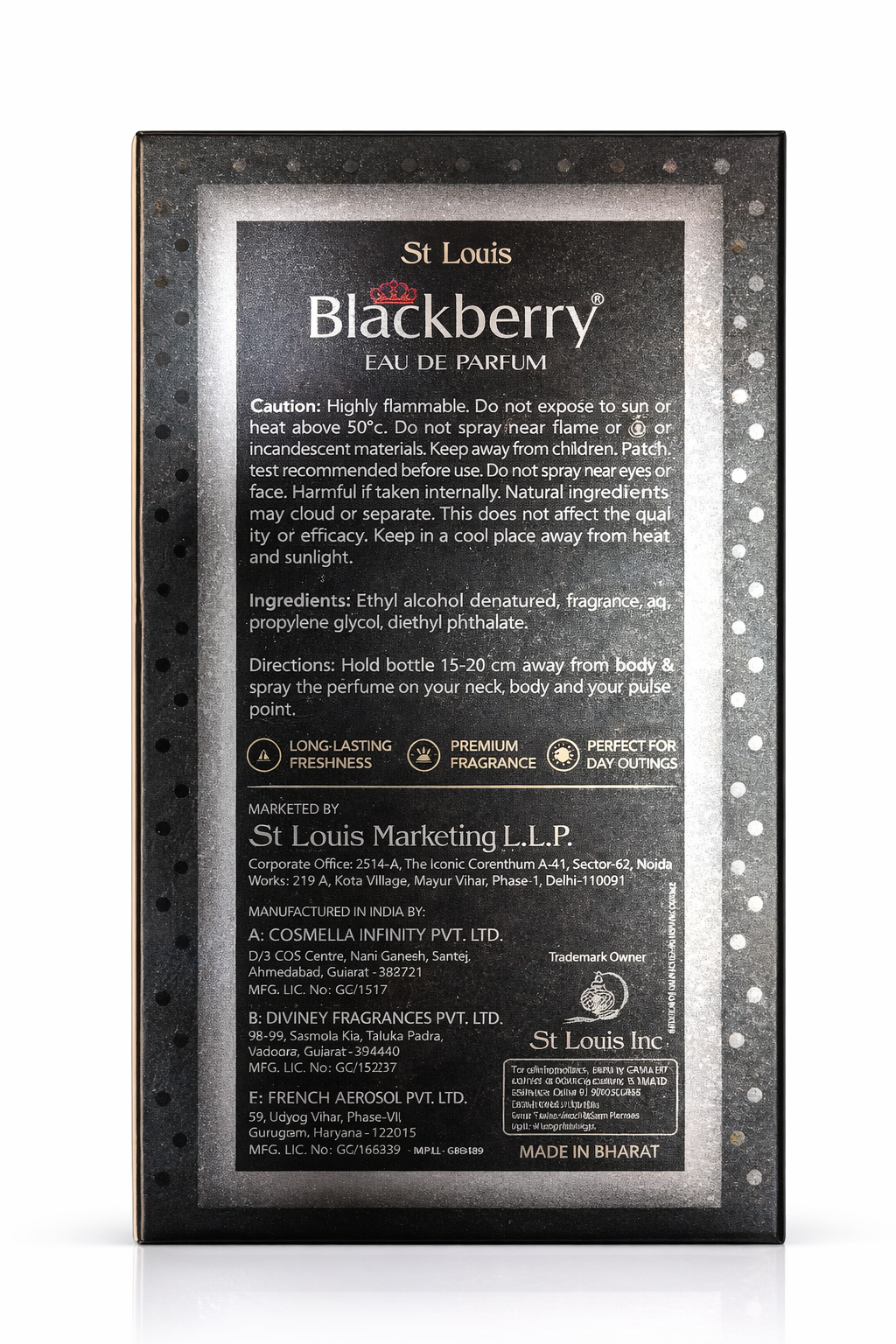 St Louis Blackberry Eau De Parfum 100ml – Long Lasting Fruity Woody Perfume | Premium Bold & Elegant Fragrance | Night Wear & Daily Use