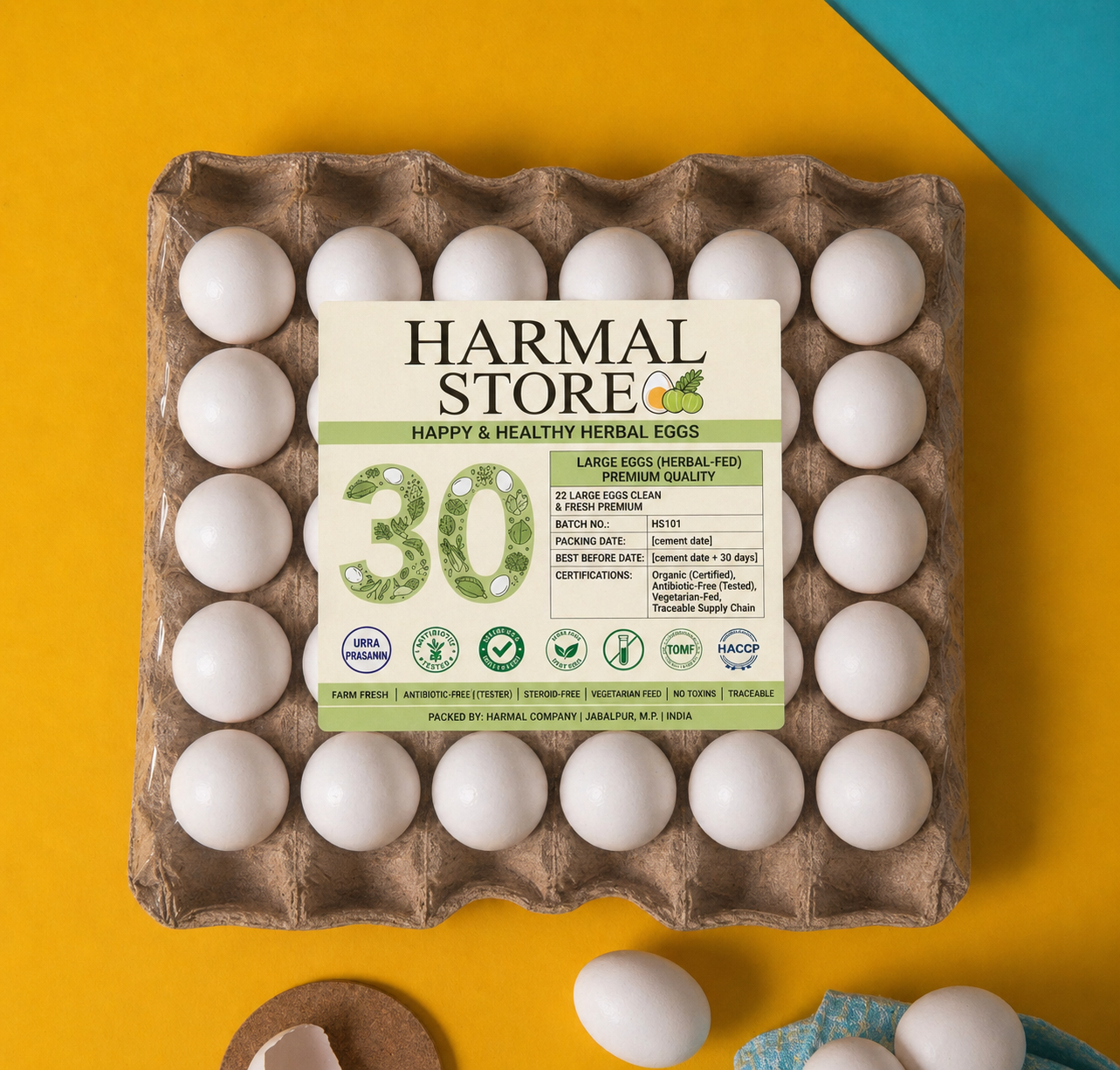 Harmal Store Happy & Healthy Herbal Eggs – Bulk Pack of 30 Large Premium Quality Eggs