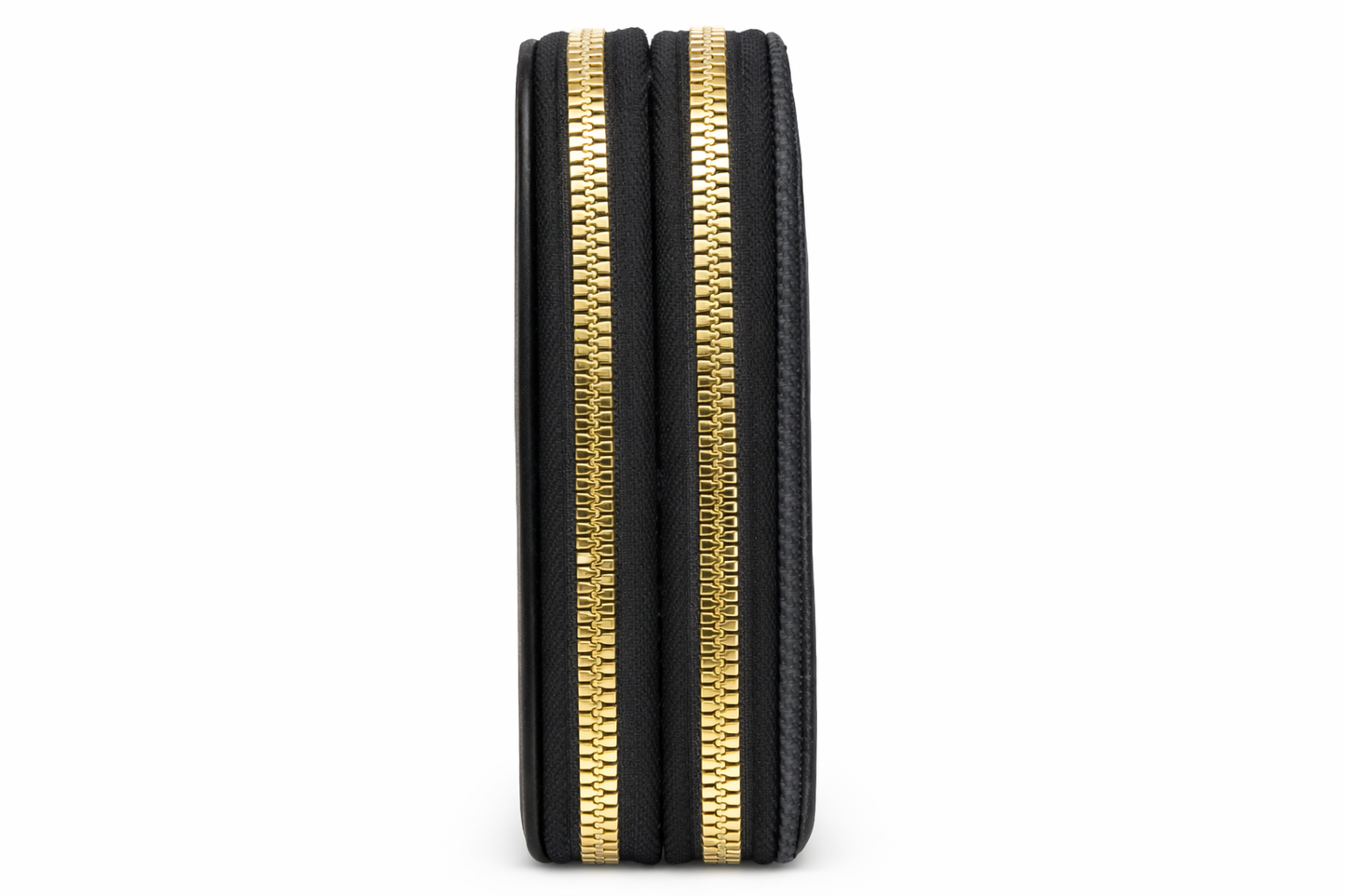 Black Wallet Organizer for Women, Compact Faux Leather Zip Wallet with Card Slots, Coin Pocket, Cash Compartment and Gold Tone Hardware
