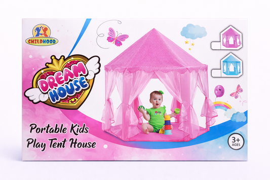 Kids Play Tent Princess House (3+ Years) – Large Indoor Play Tent with Cushioned Mat, Mesh Ventilation, Foldable Playhouse for Girls