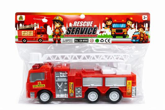 1:16 Scale Fire Truck Toy with 360° Rotating Extendable Ladder (12.5”)