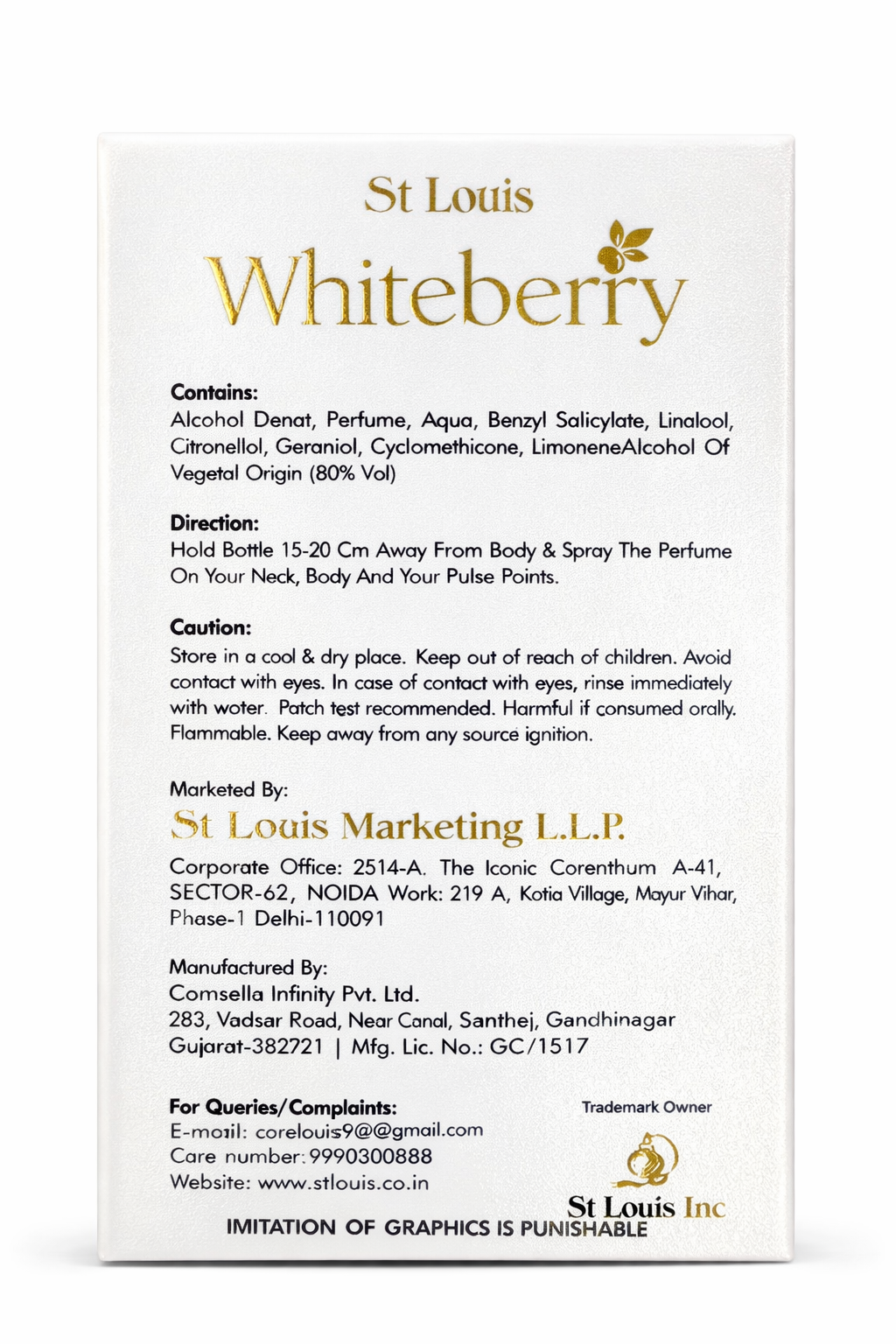 St Louis Whiteberry Eau De Parfum for Women, Floral Musky Long Lasting Perfume Spray, 50ml