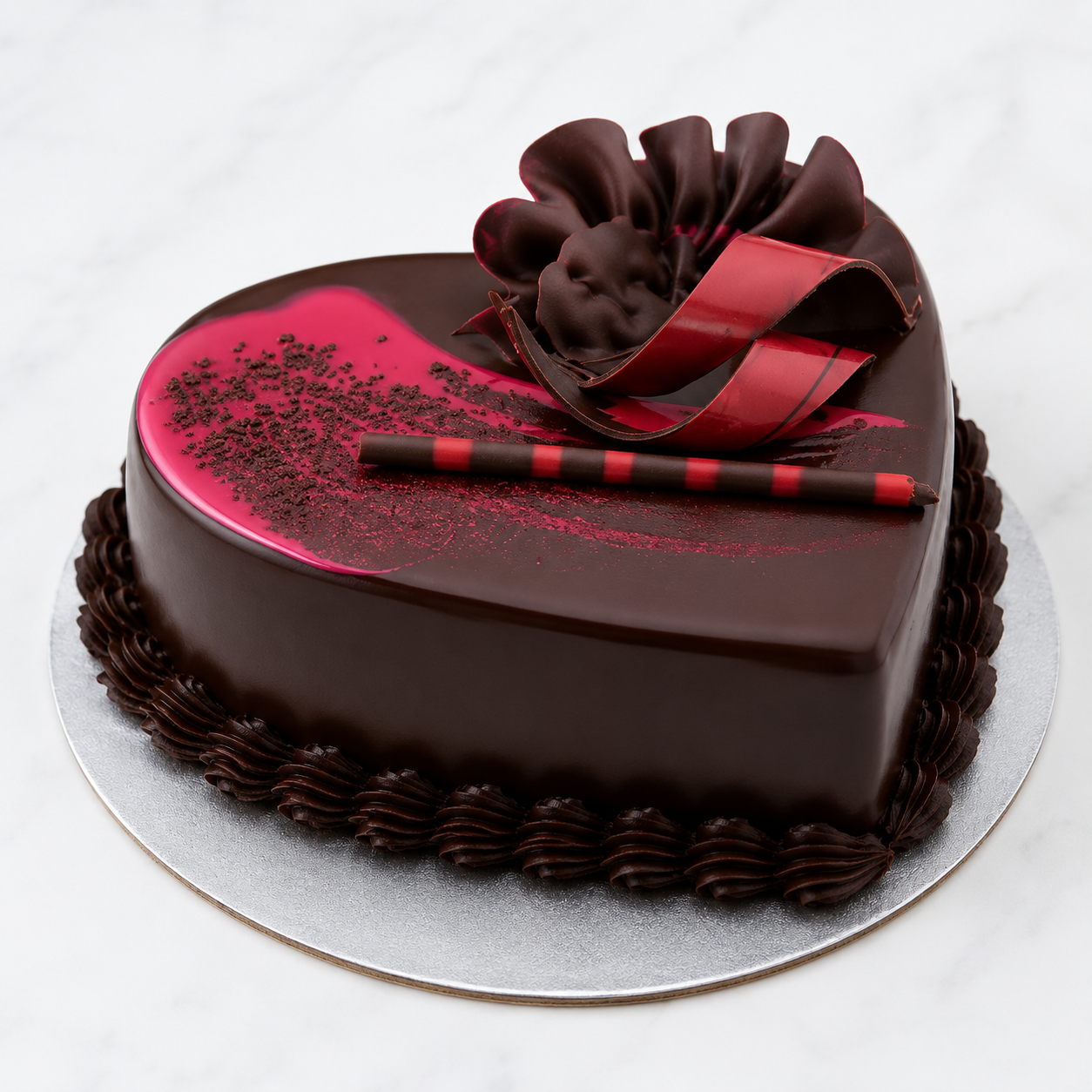 Premium Heart Shape Chocolate Truffle Cake ( 550 grams ) | Rich Chocolate Fresh Cream Cake | Romantic Anniversary Cake | Birthday Cake | Valentine's Day Special Cake