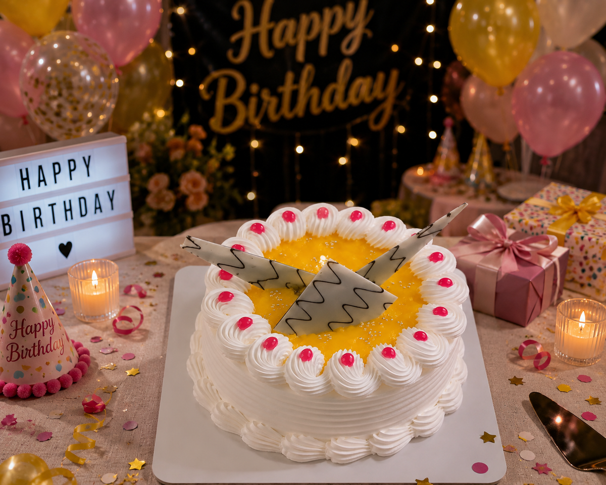 Fresh Cream Cake (250 grams)| Beautifully Decorated Birthday & Celebration Cake | Premium Bakery Dessert for Birthdays, Parties & Special Occasions