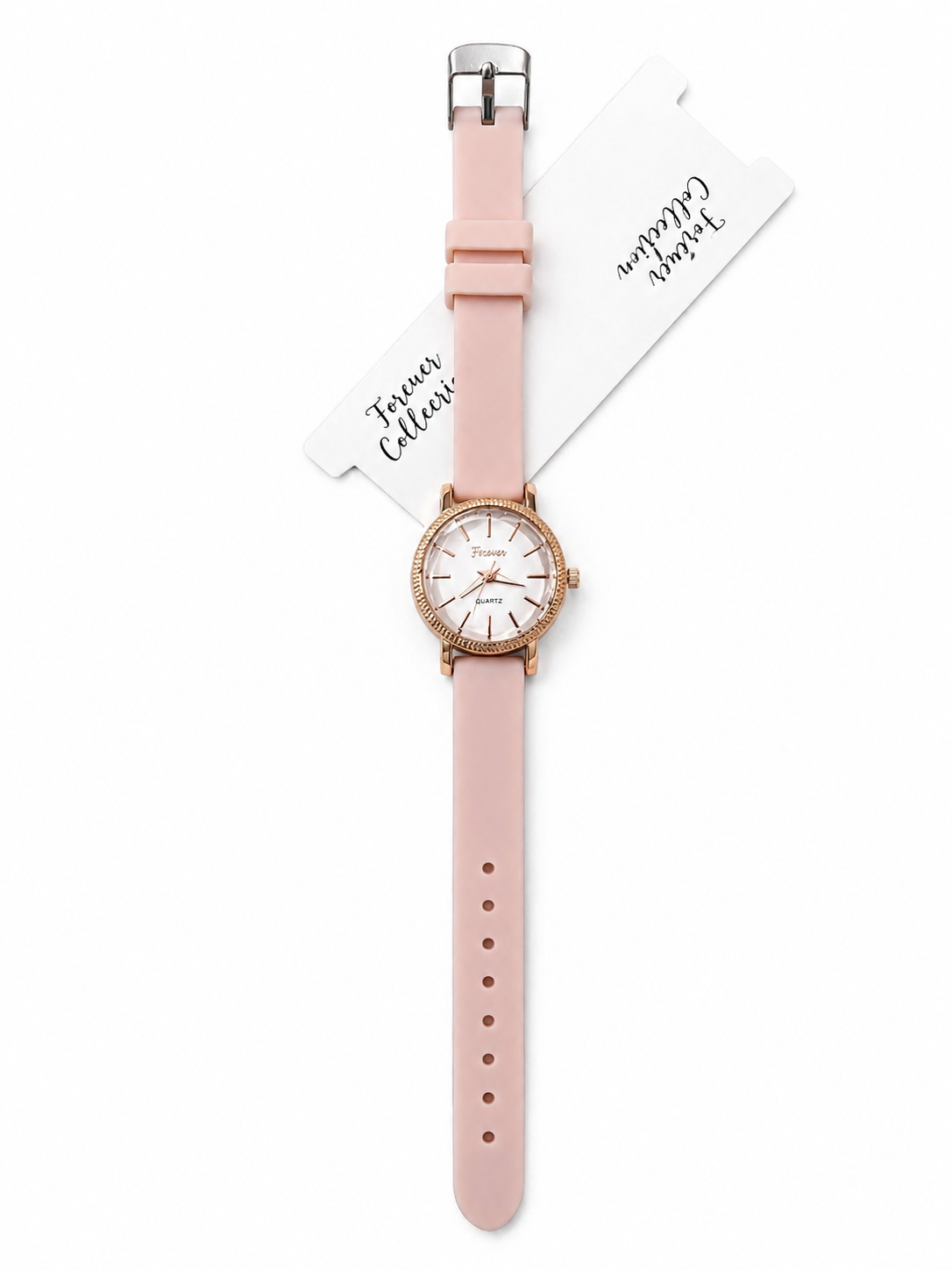 Forever Collection Women’s Analog Watch with Rose Gold Dial, Soft Silicone Strap, Quartz Movement,