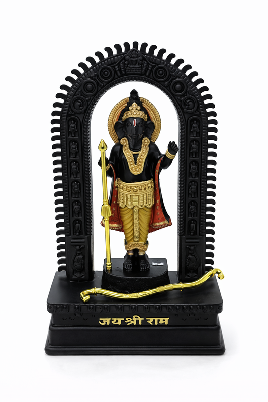 Lord Ram Statue Idol for Home Temple | Premium Black & Gold Decorative Murti with Arch