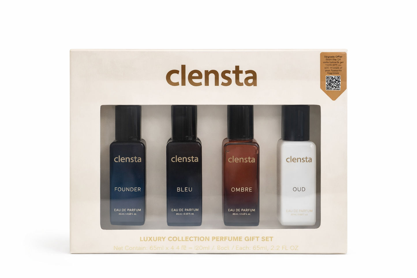 Clensta Luxury Collection Perfume Gift Set for Men, 4 Long-Lasting Eau De Parfum Fragrances, Alcohol-Free Gift Pack (4 x 65ml)