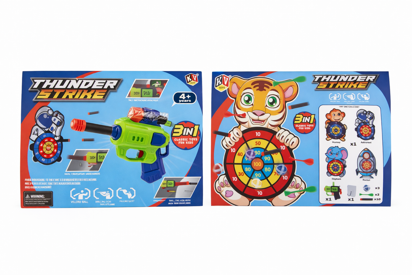 Toy Gun Target Shooting Set for Kids | Thunder Strike Blaster with Foam Darts & Velcro Balls | Pull-Back Action Gun with Targets | Safe Shooting Game Toy (3+ Years)