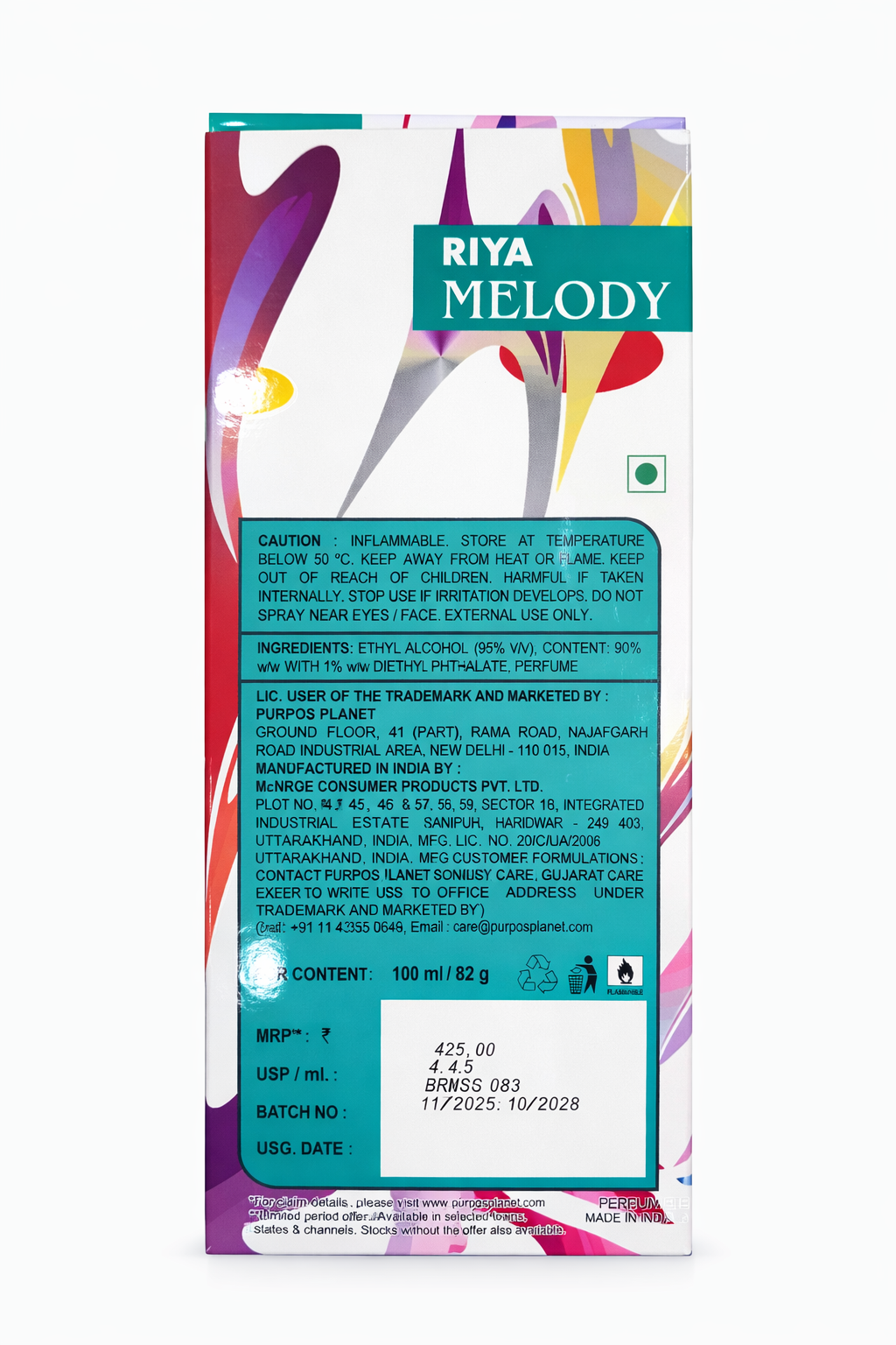 RIYA Melody Eau De Parfum for Women 100ml | Long Lasting Floral Fruity Perfume | Fresh & Joyful Fragrance Spray for Daily, Office & Daytime Use