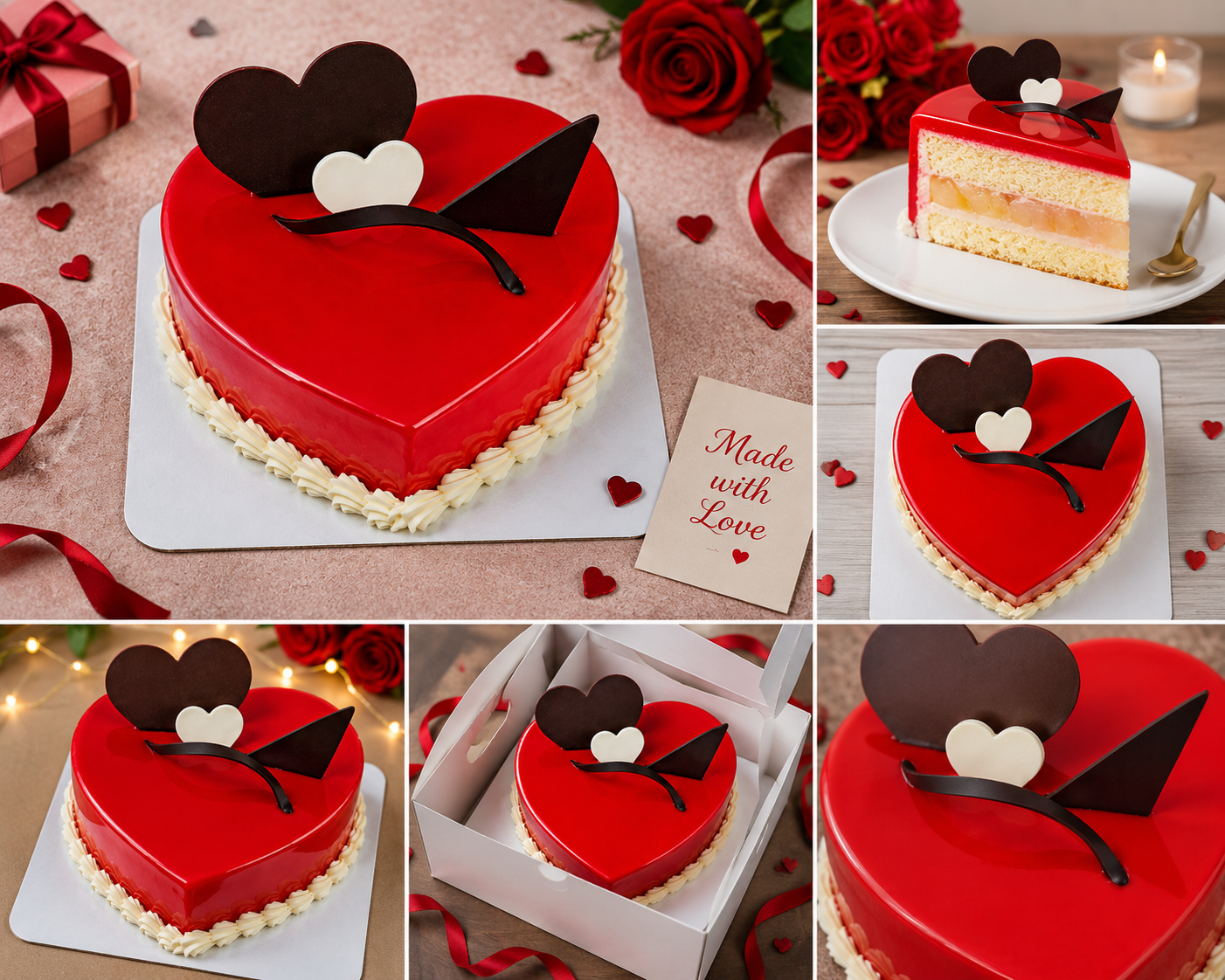 Heart Shape Red Velvet Cake (500 grams) | Premium Heart Cake with Fresh Cream | Romantic Valentine Cake | Anniversary, Birthday & Special Occasion Cake