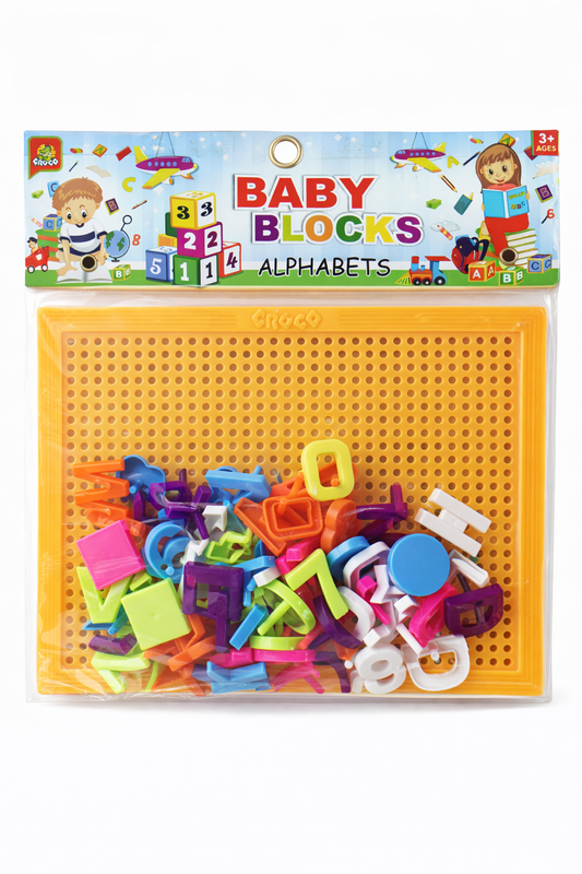 Croco Baby Blocks Alphabets Learning Set for Toddlers | Educational ABC Pegboard Toy with Letters & Numbers